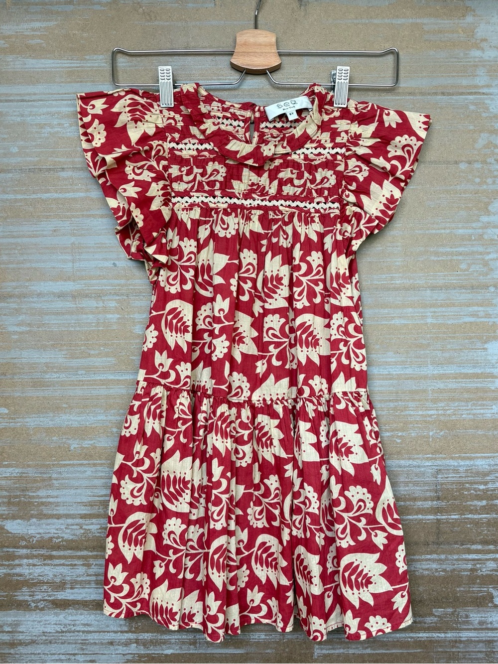 Sea New York Cotton Floral Dress Preppy Summer Boho Flowy Girls 6